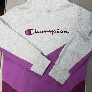 Champion Hoodie Girls Gray /Purple Size L